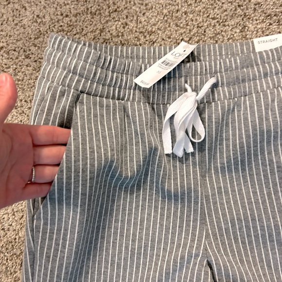 NWT Ann Taylor Loft XS Gray White Pinstriped Pants - Picture 2 of 4